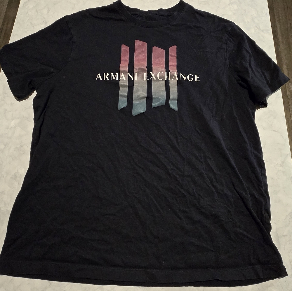 Armani Exchange Black Tee Mens Size L Logo T Shirt.